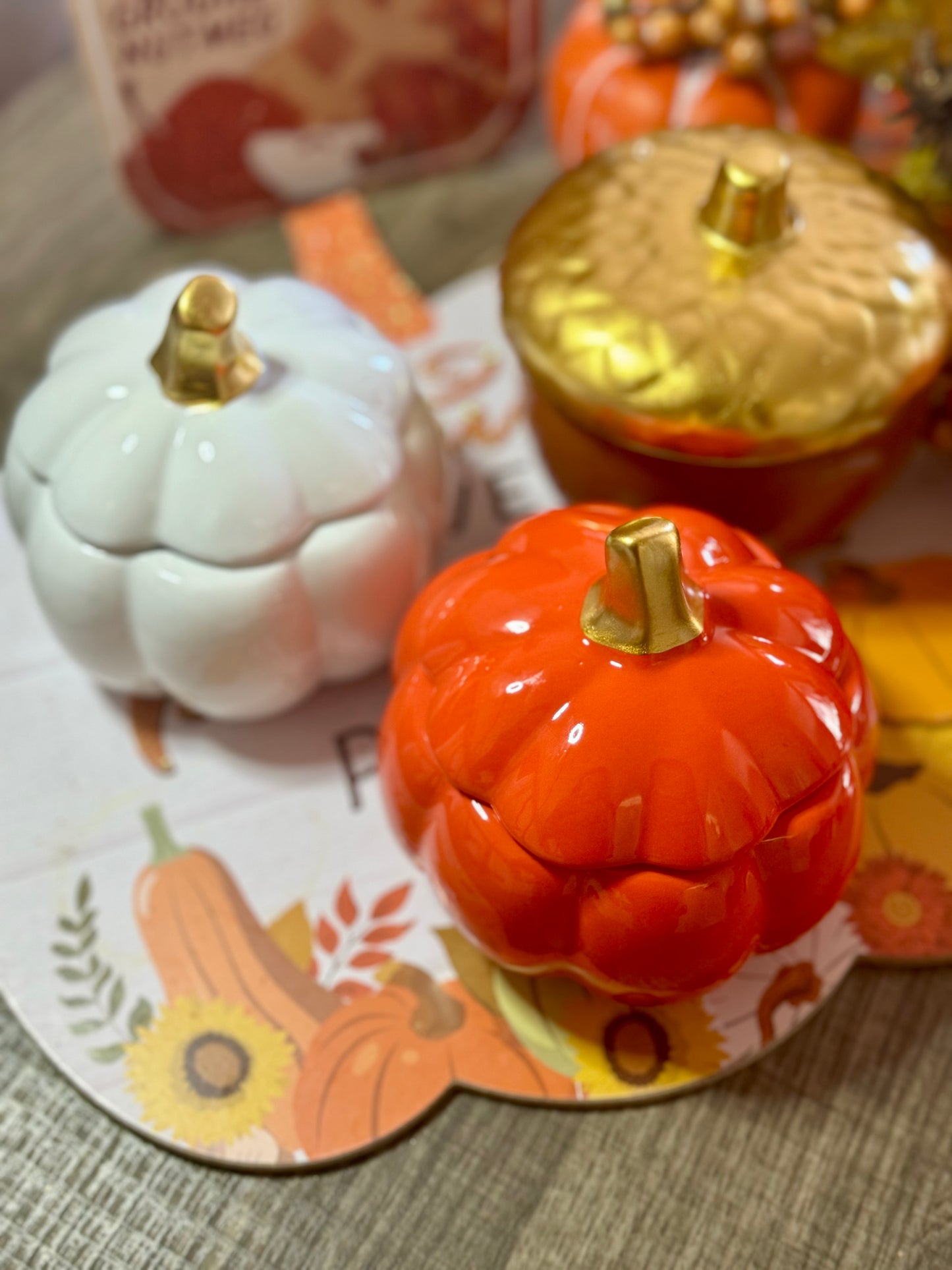 White Pumpkin Ceramic Jar Candle-8 oz