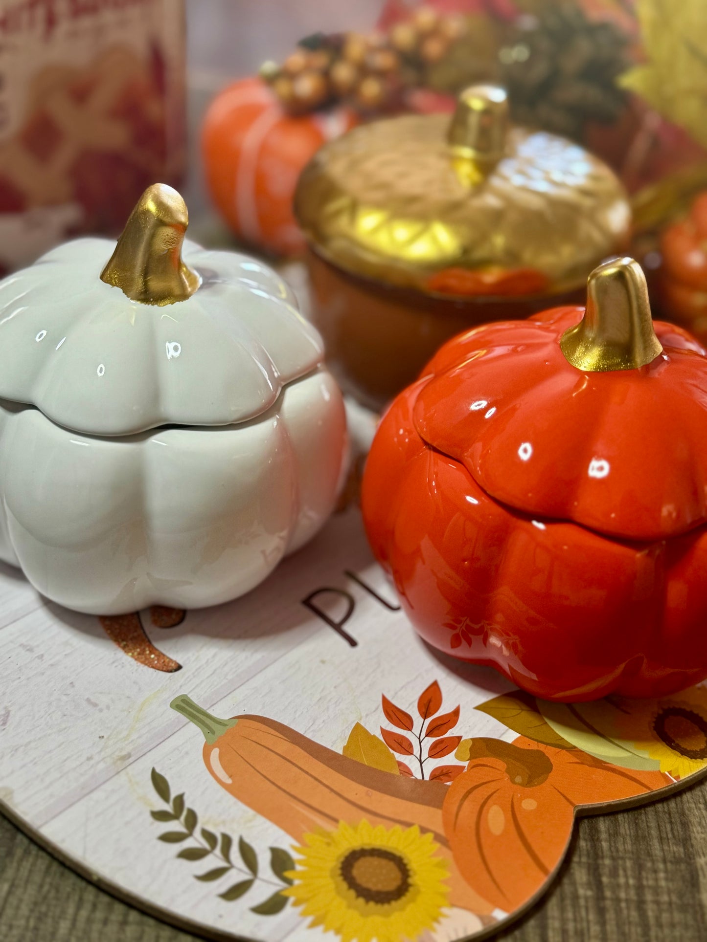 White Pumpkin Ceramic Jar Candle-8 oz