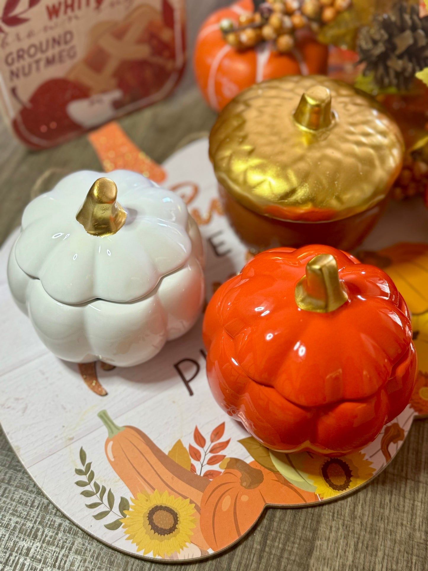 White Pumpkin Ceramic Jar Candle-8 oz