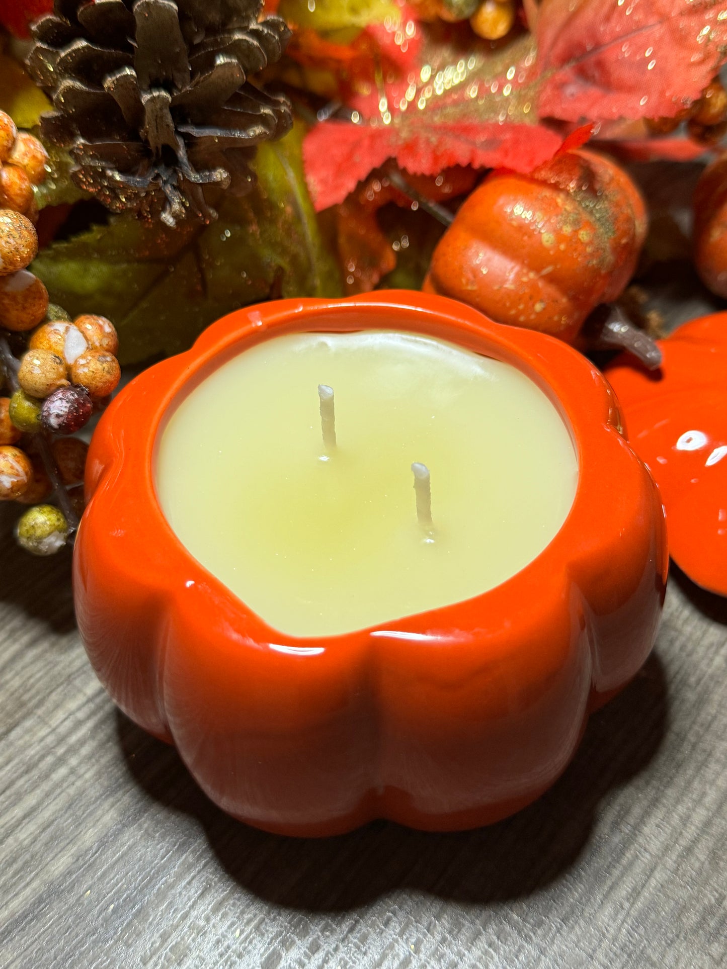 Orange Pumpkin Ceramic Jar Candle-8 oz