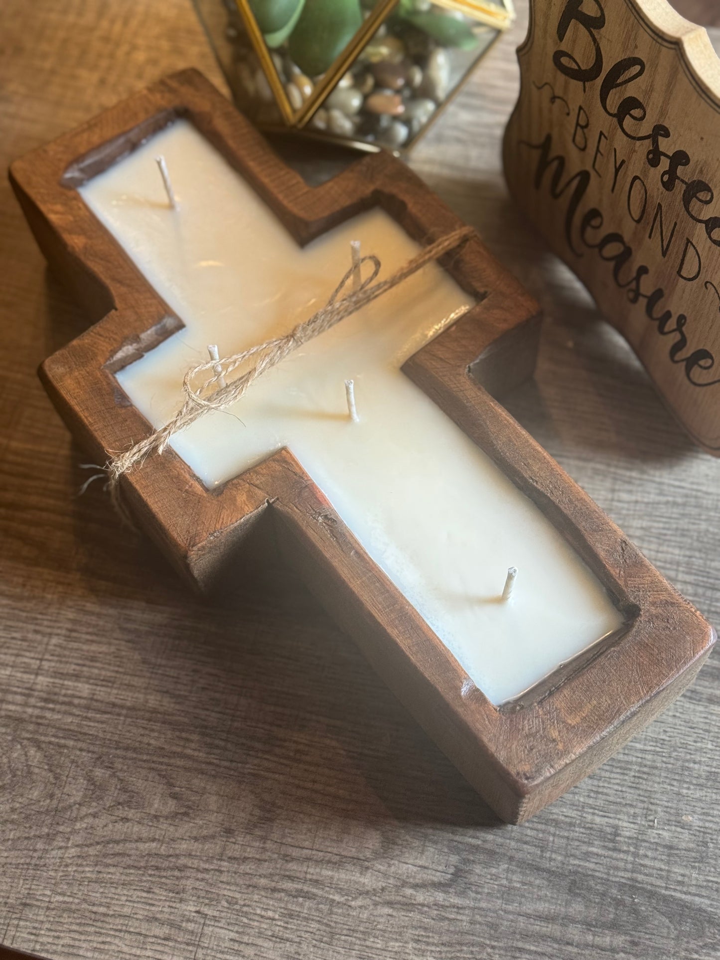 Wooden Cross Candle