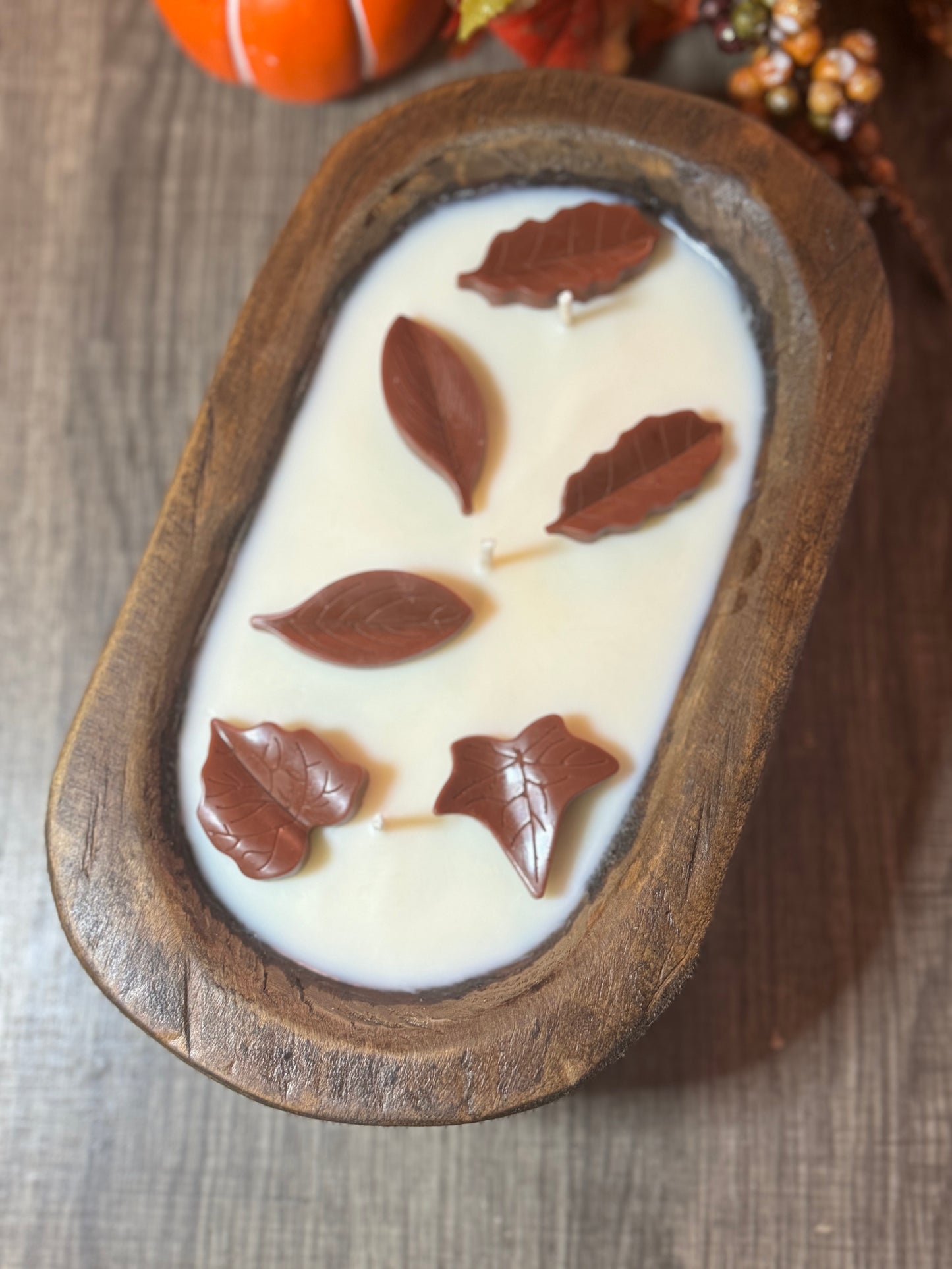 Fallen Leaves Dough Bowl Candle