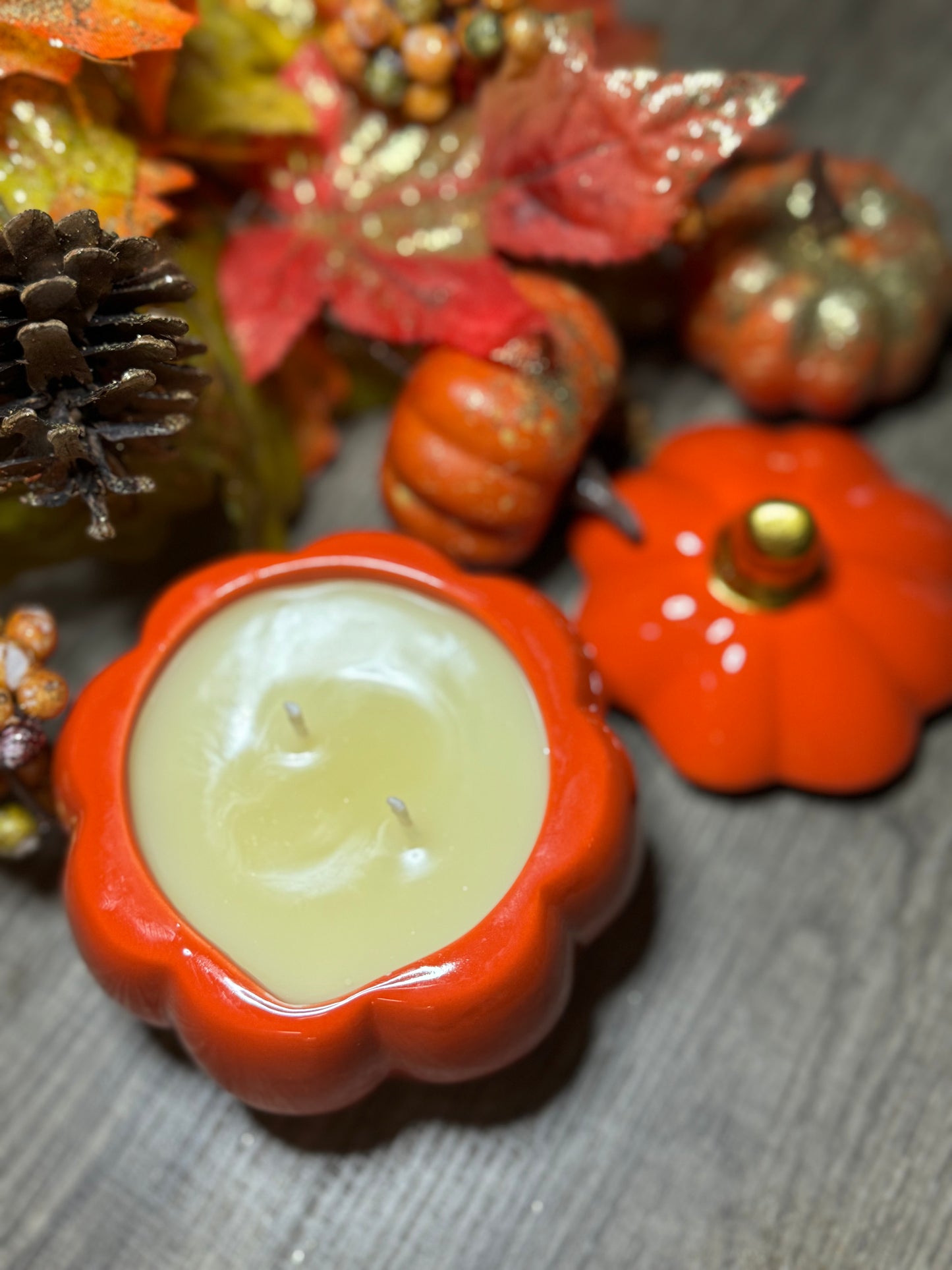 Orange Pumpkin Ceramic Jar Candle-8 oz