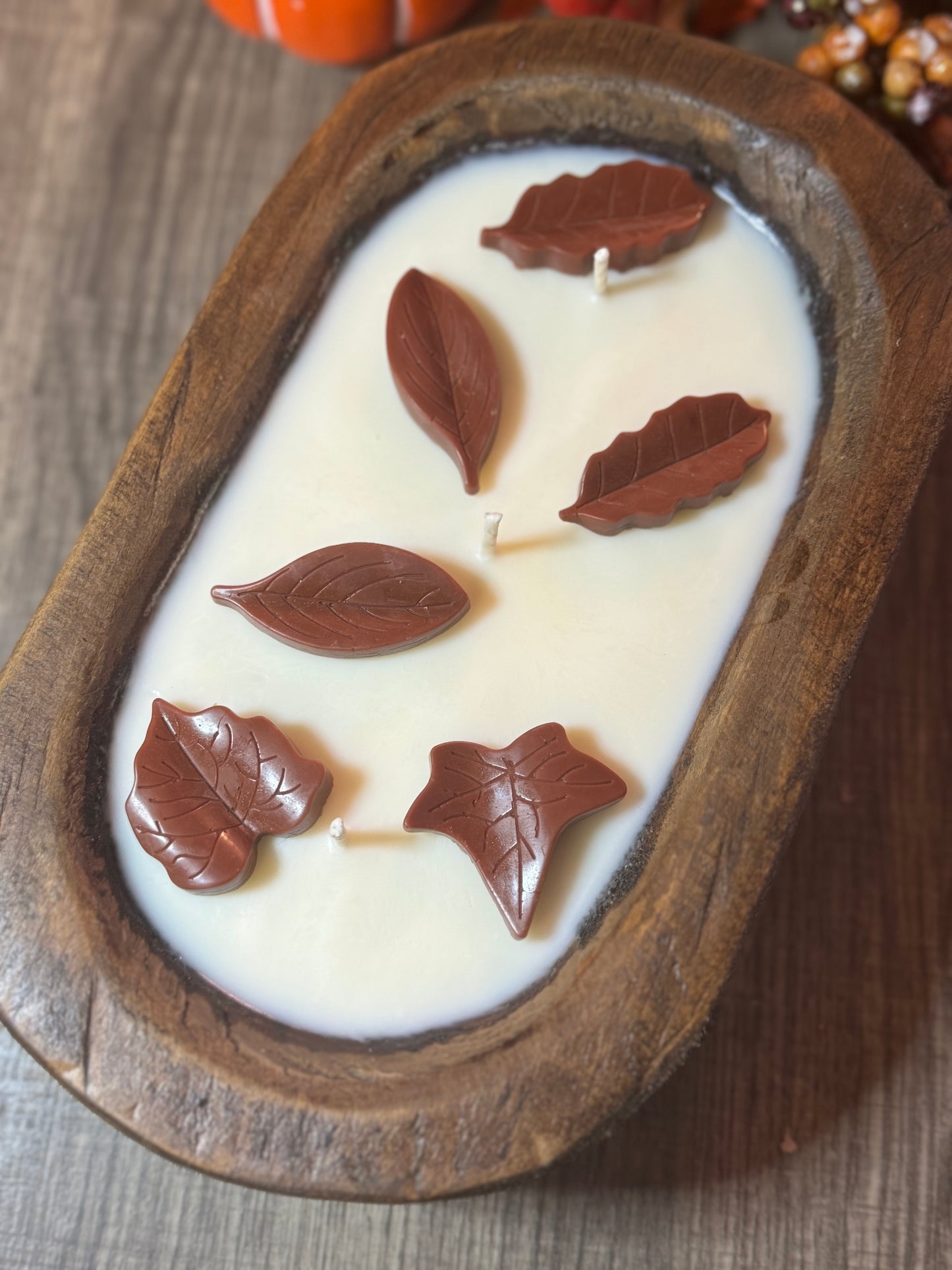 Fallen Leaves Dough Bowl Candle