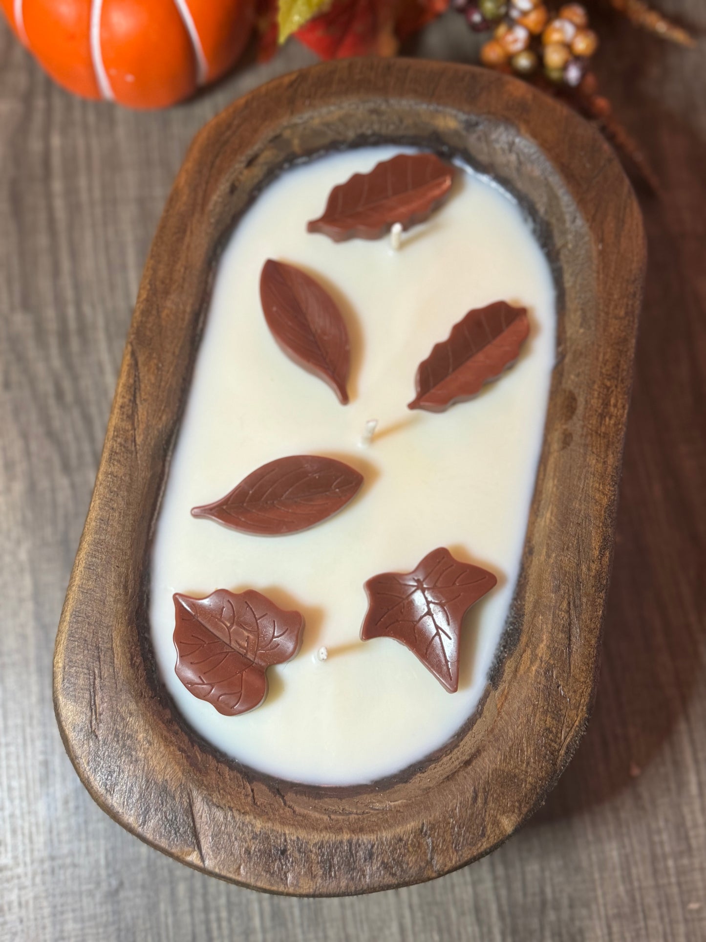 Fallen Leaves Dough Bowl Candle