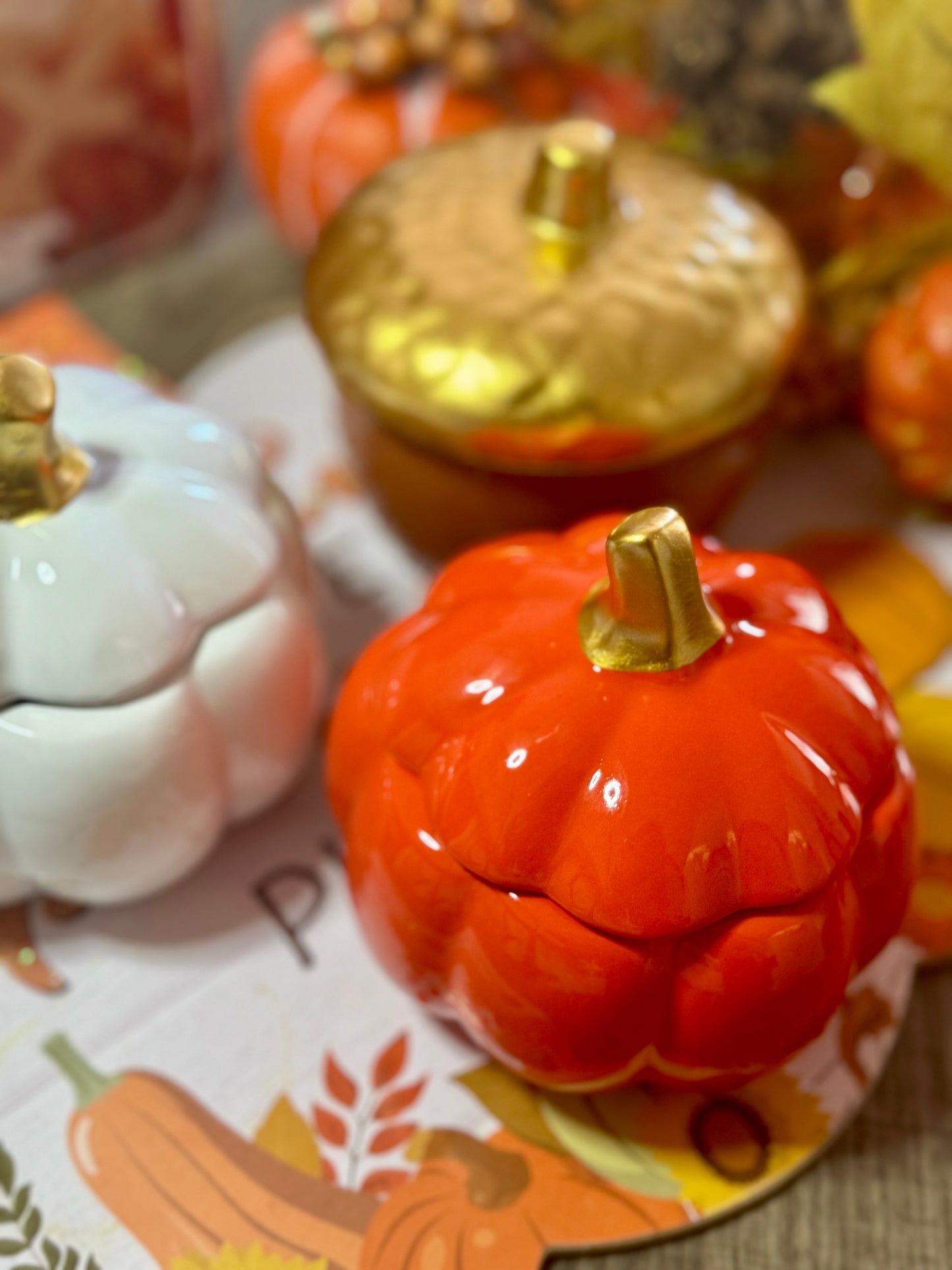 Orange Pumpkin Ceramic Jar Candle