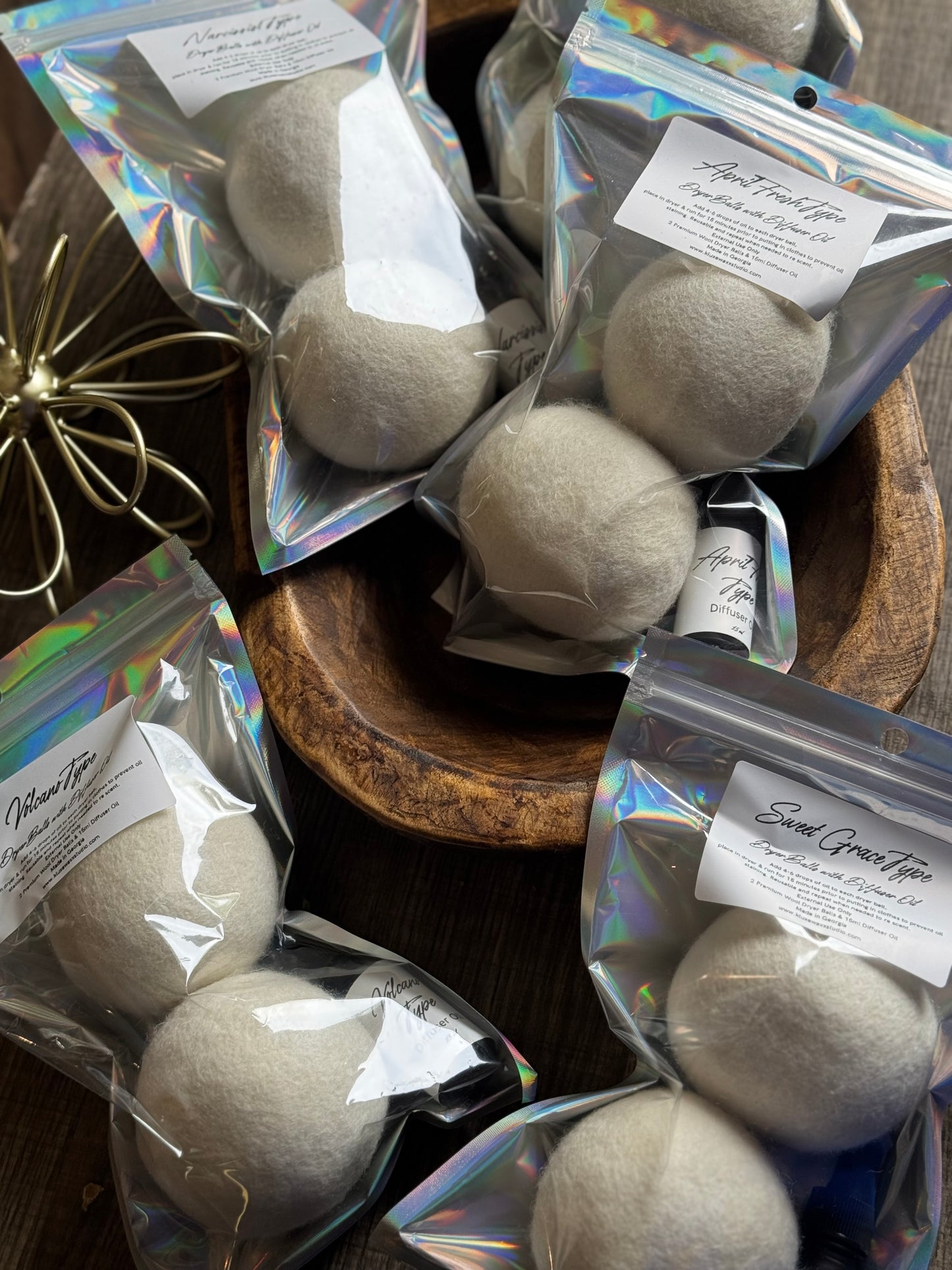 Scented Wool Dryer Balls with Oil