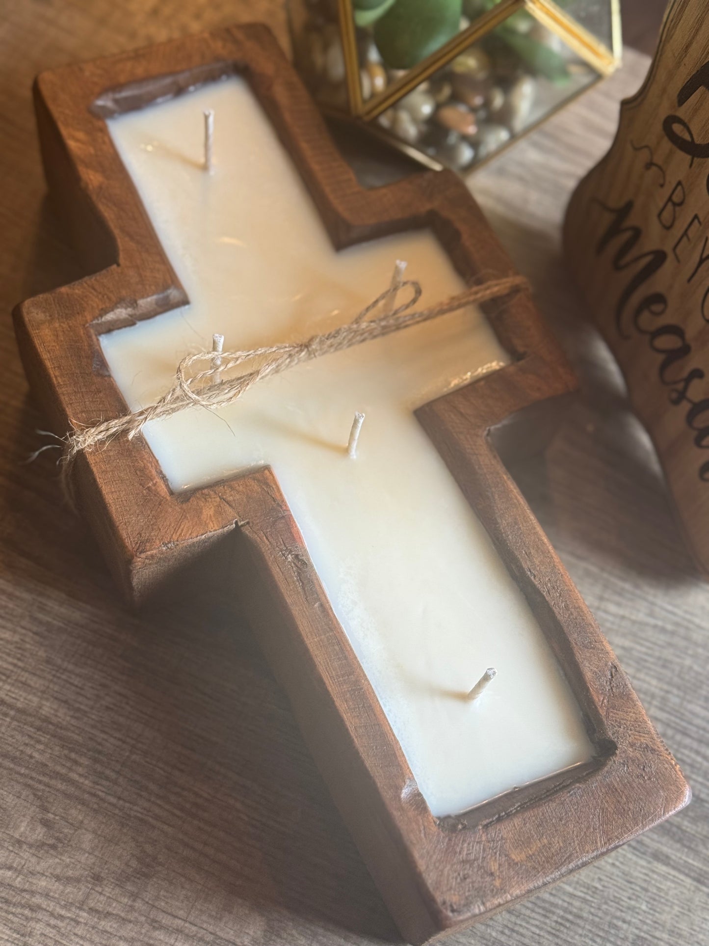 Wooden Cross Candle