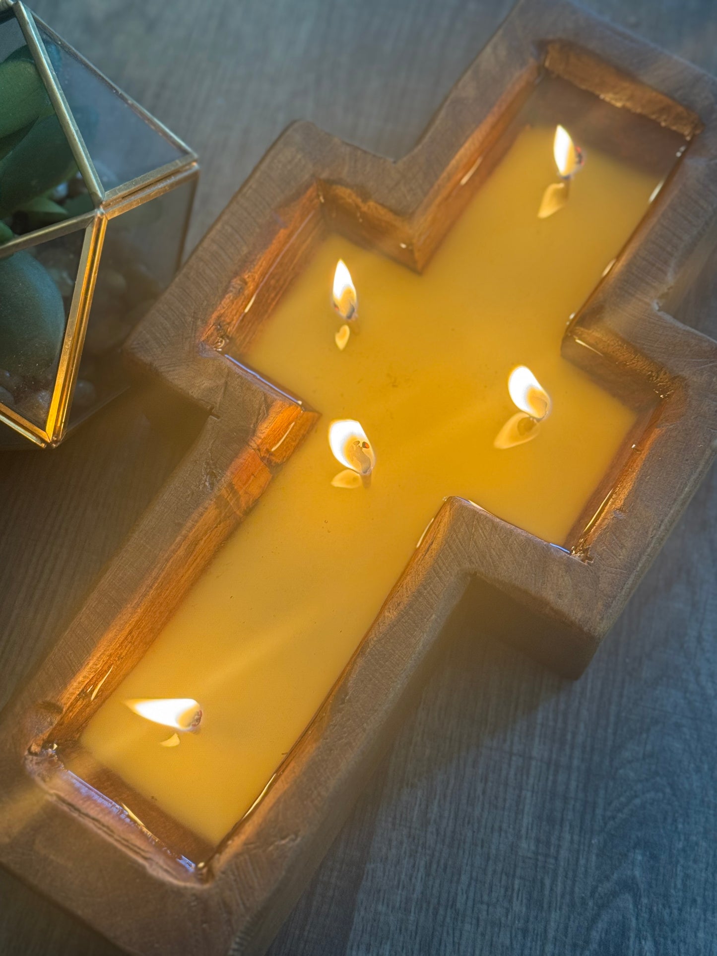 Wooden Cross Candle