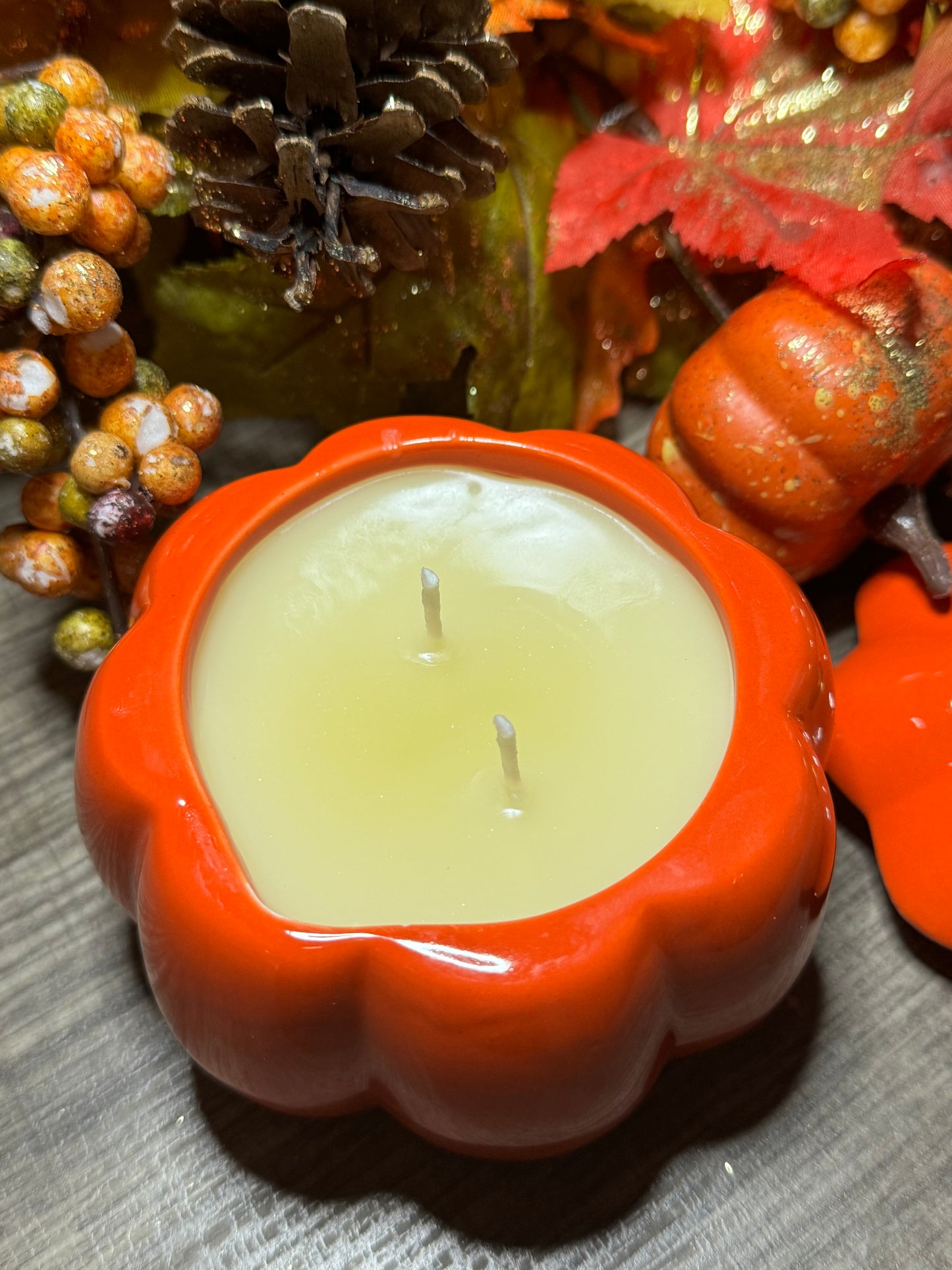 Orange Pumpkin Ceramic Jar Candle