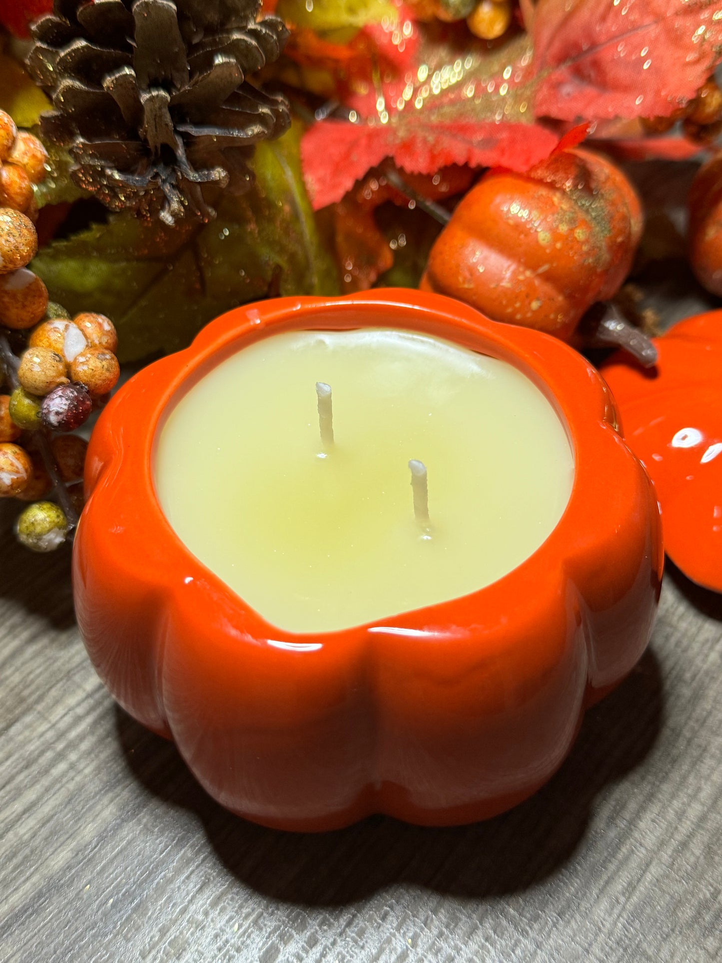 Orange Pumpkin Ceramic Jar Candle