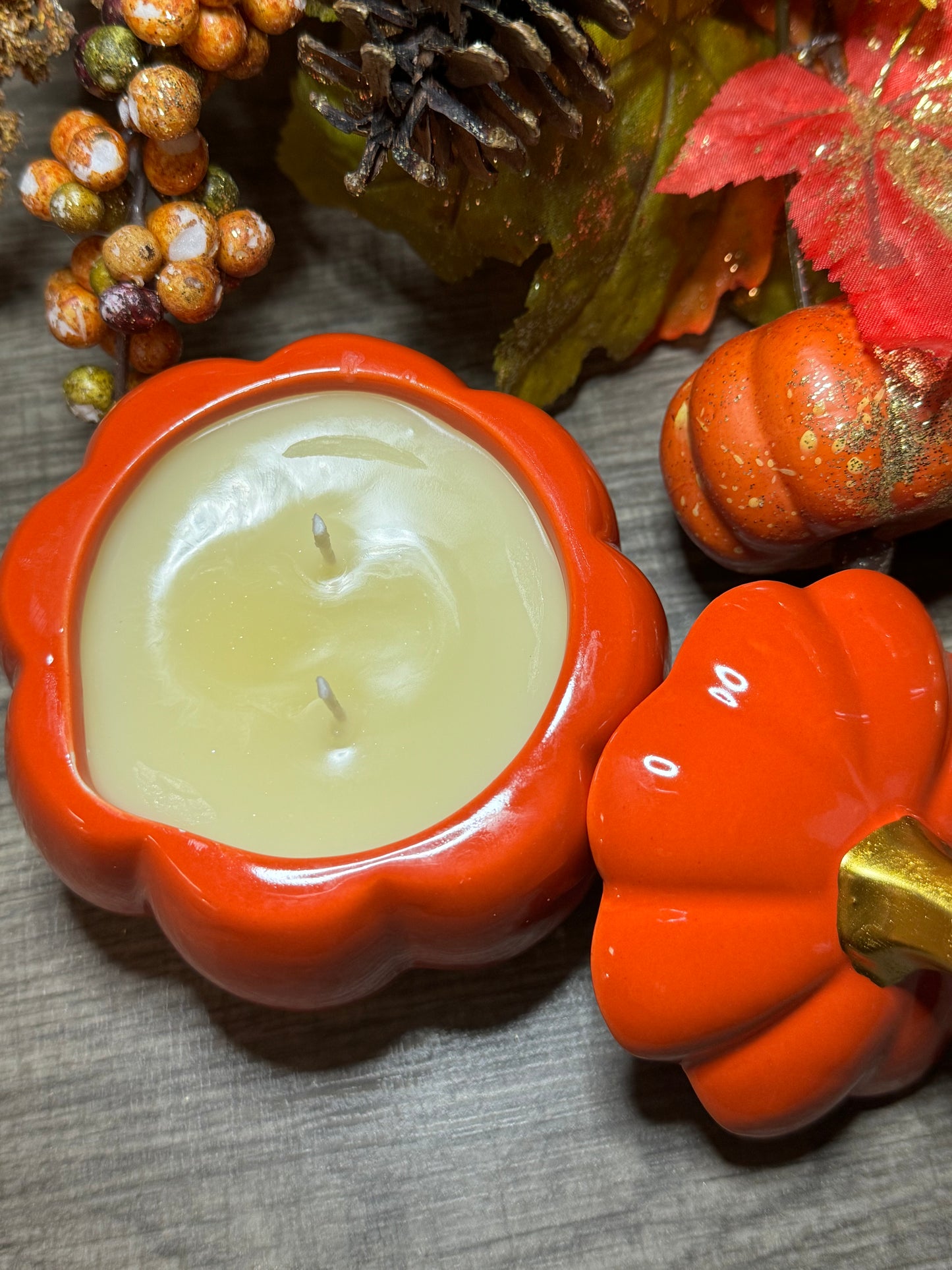 Orange Pumpkin Ceramic Jar Candle