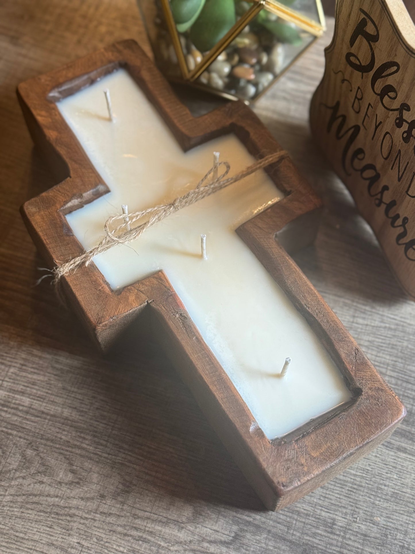 Wooden Cross Candle