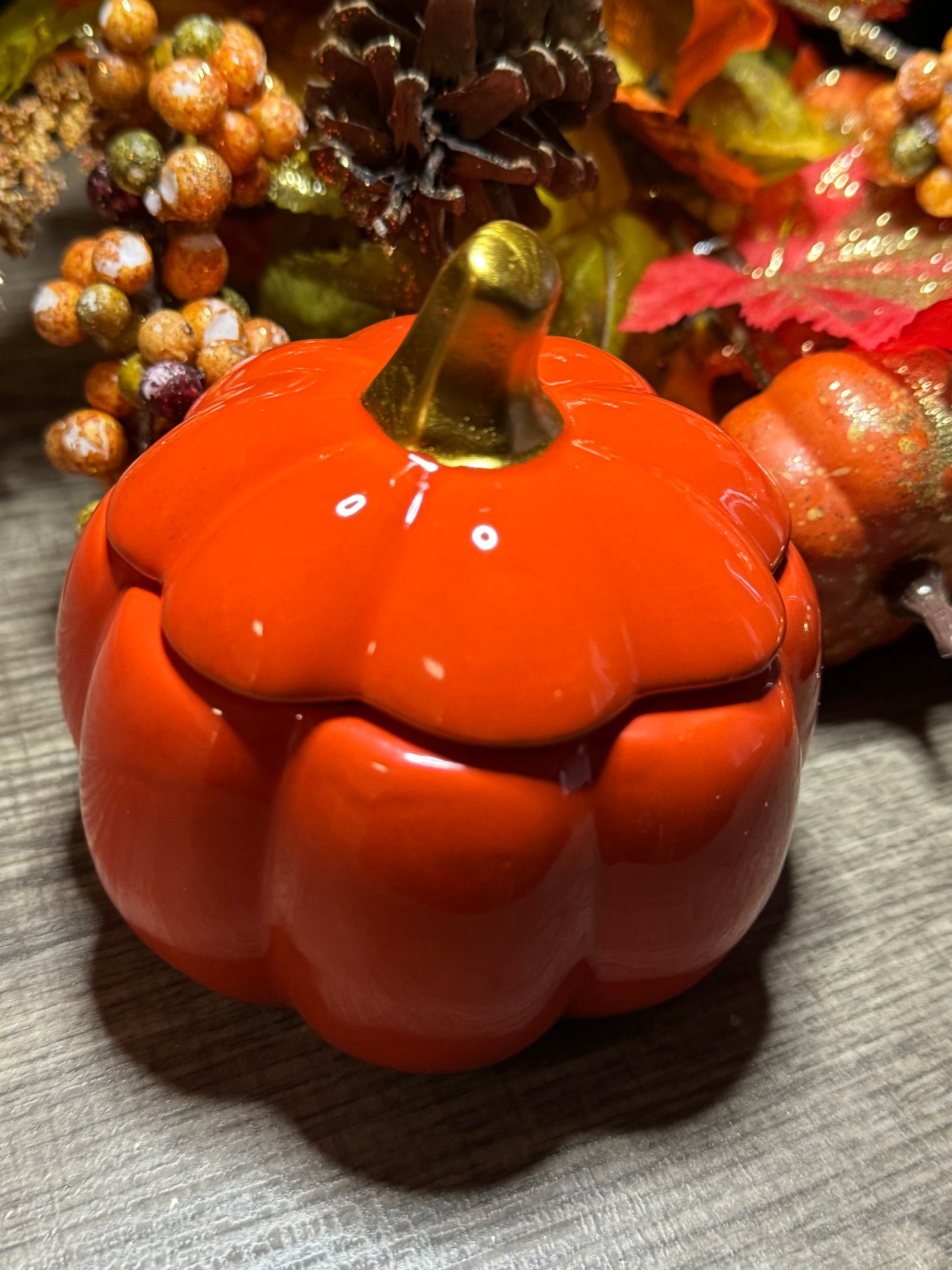 Orange Pumpkin Ceramic Jar Candle