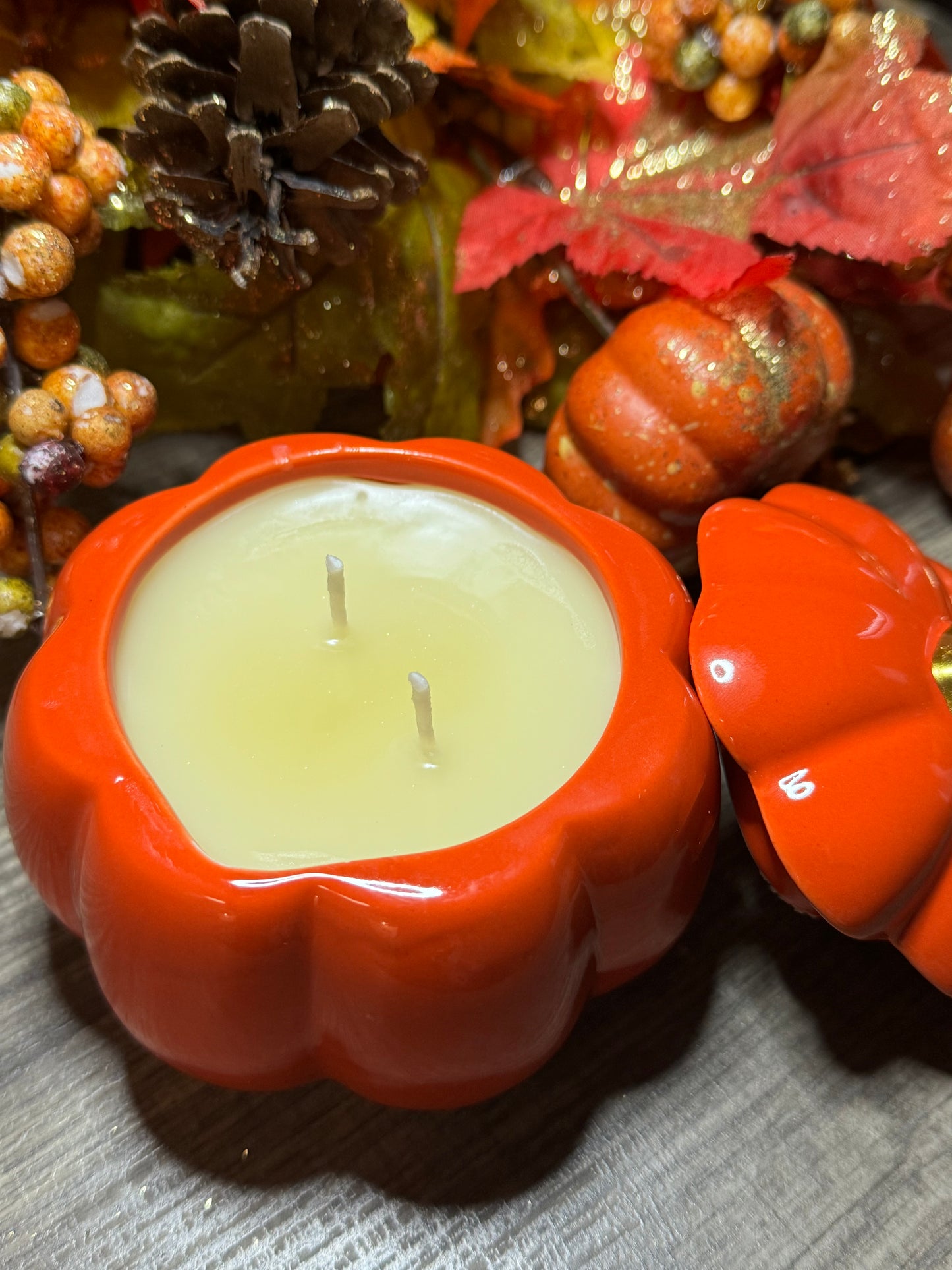 Orange Pumpkin Ceramic Jar Candle