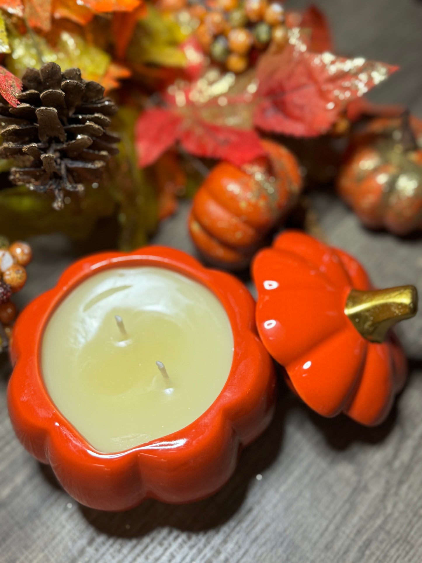 Orange Pumpkin Ceramic Jar Candle