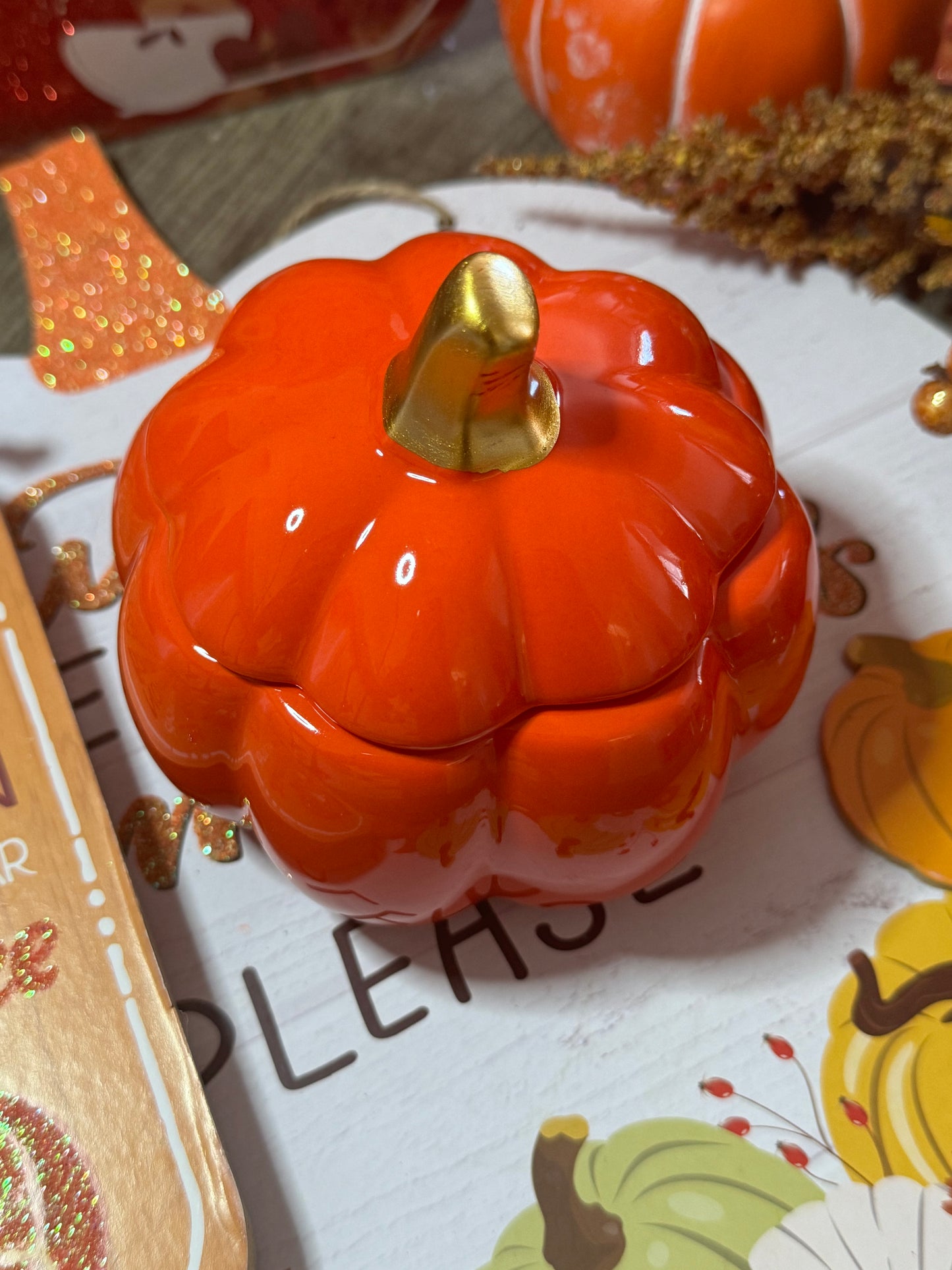 Orange Pumpkin Ceramic Jar Candle