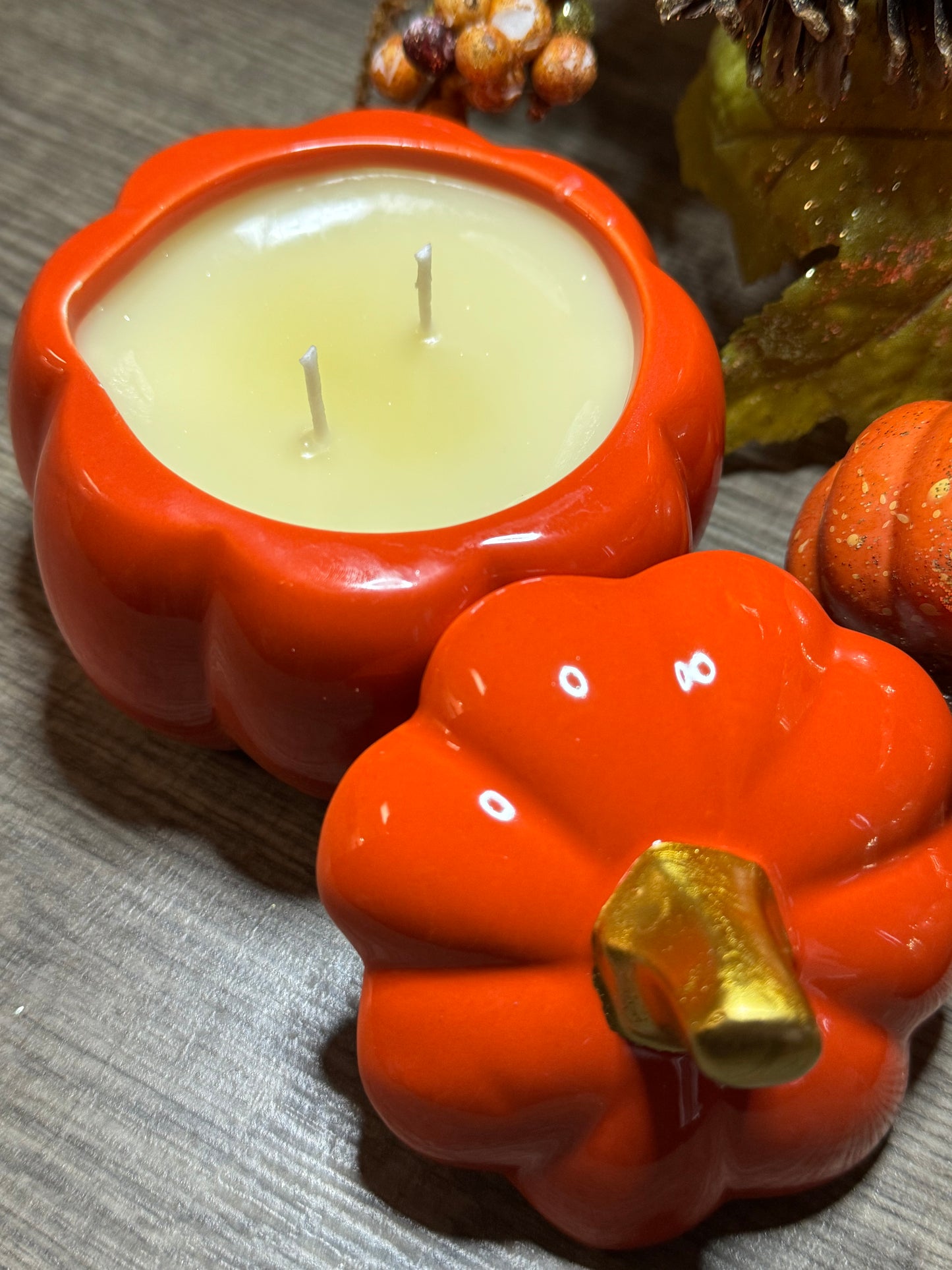 Orange Pumpkin Ceramic Jar Candle