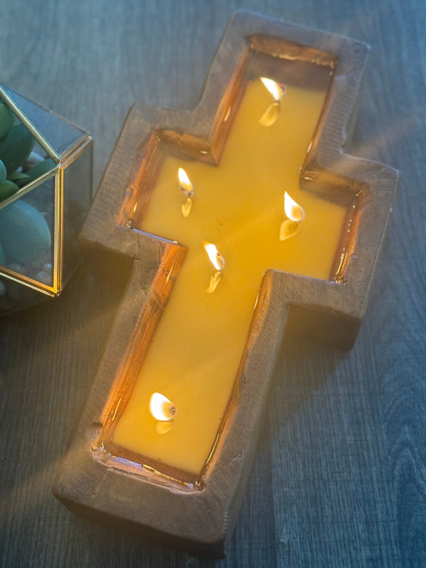 Wooden Cross Candle