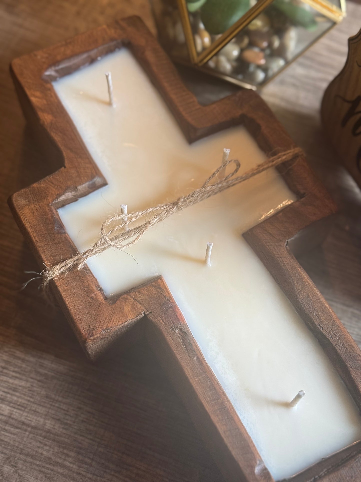 Wooden Cross Candle