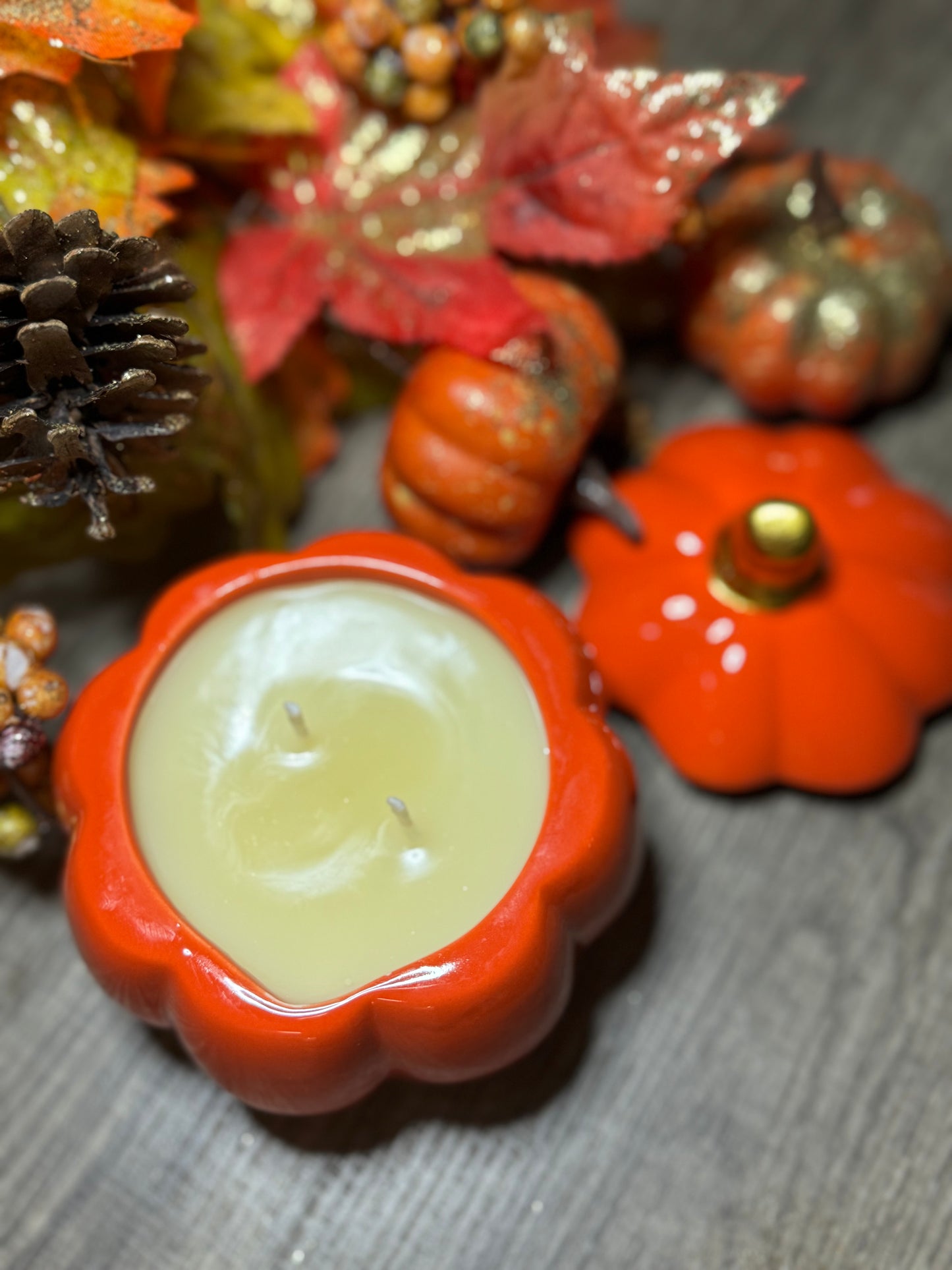 Orange Pumpkin Ceramic Jar Candle