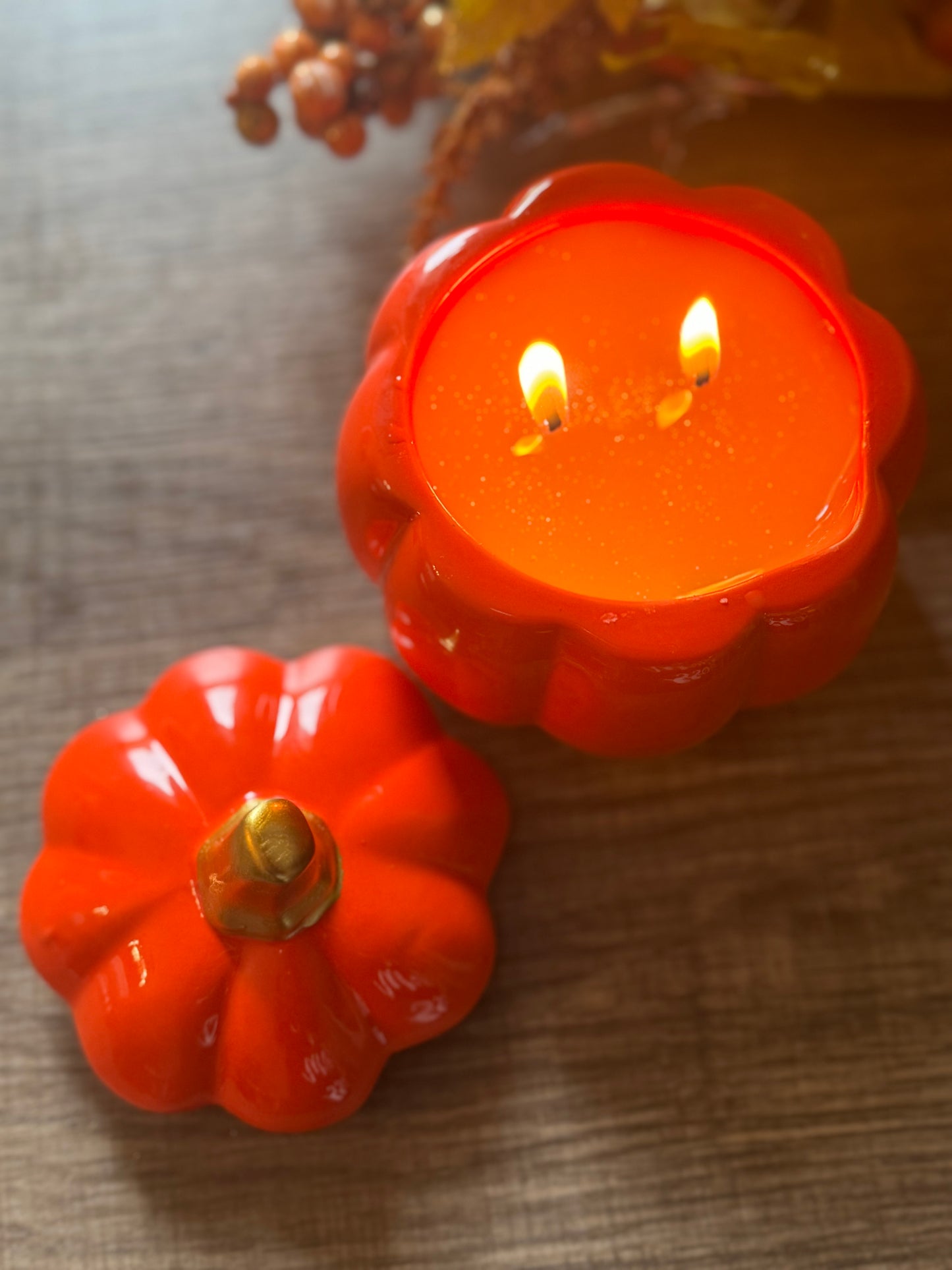 Orange Pumpkin Ceramic Jar Candle