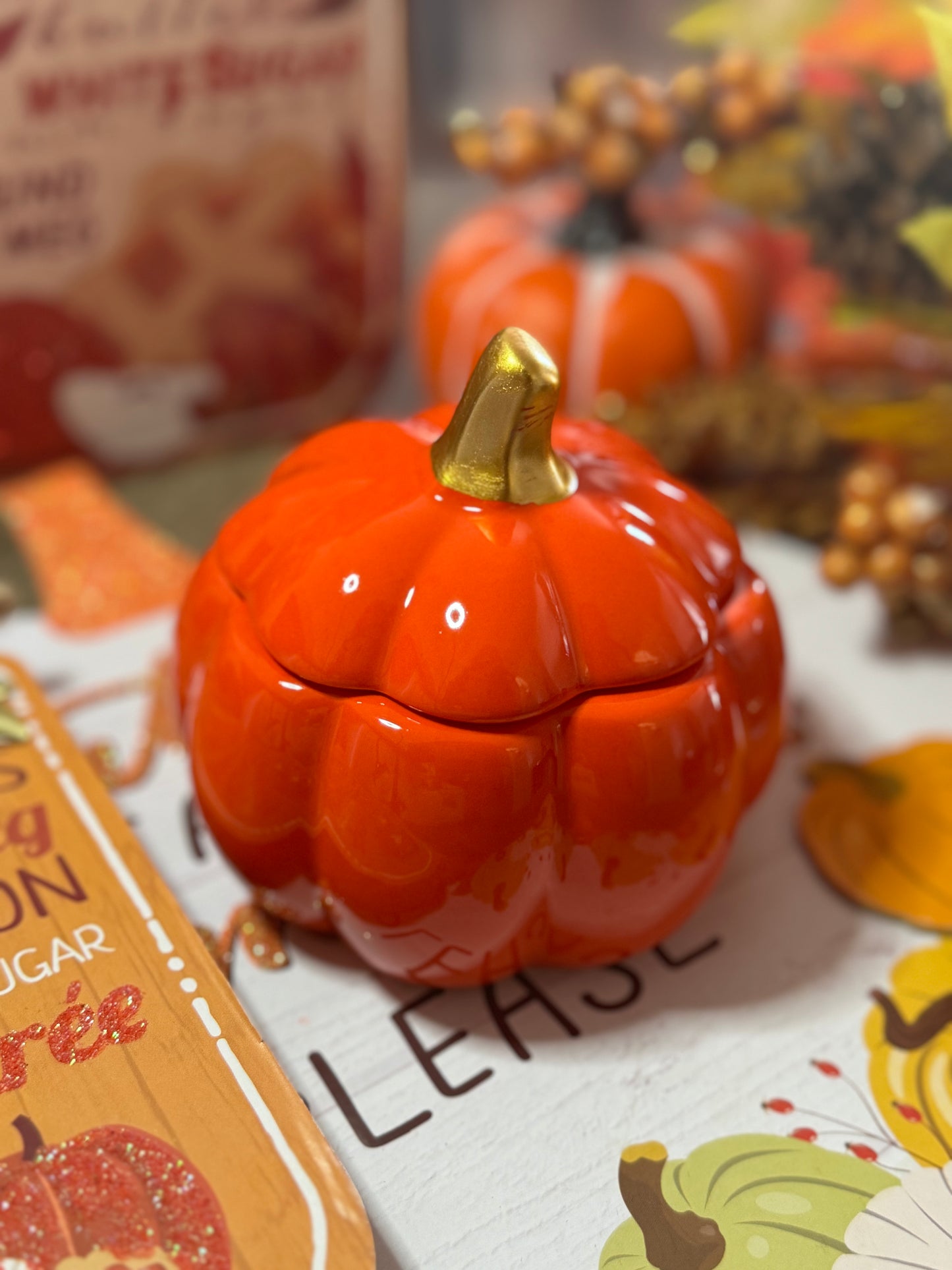 Orange Pumpkin Ceramic Jar Candle