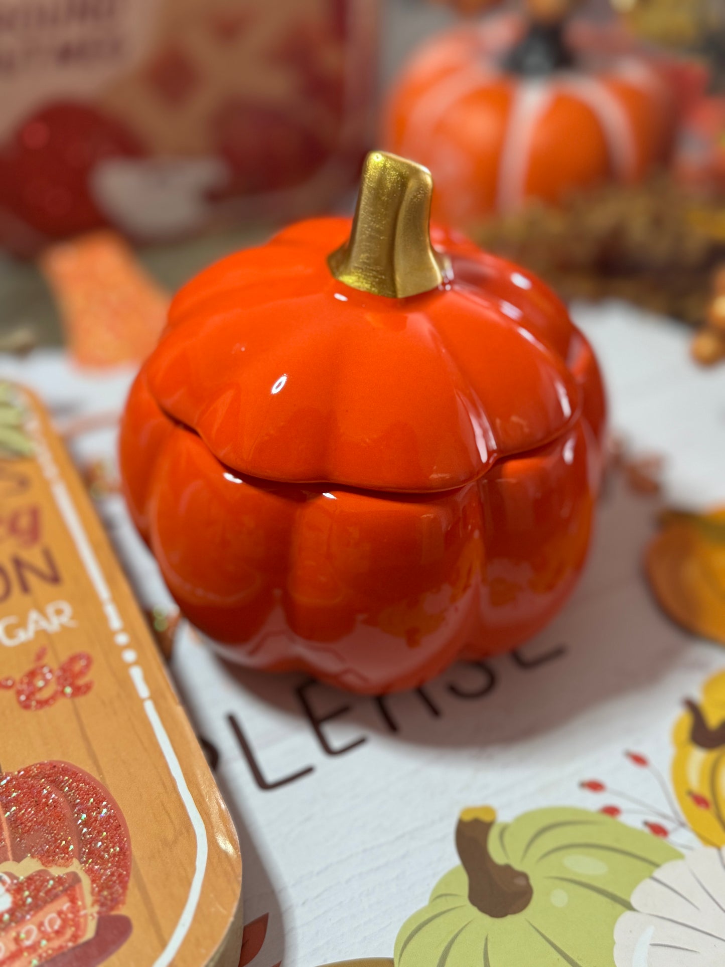 Orange Pumpkin Ceramic Jar Candle