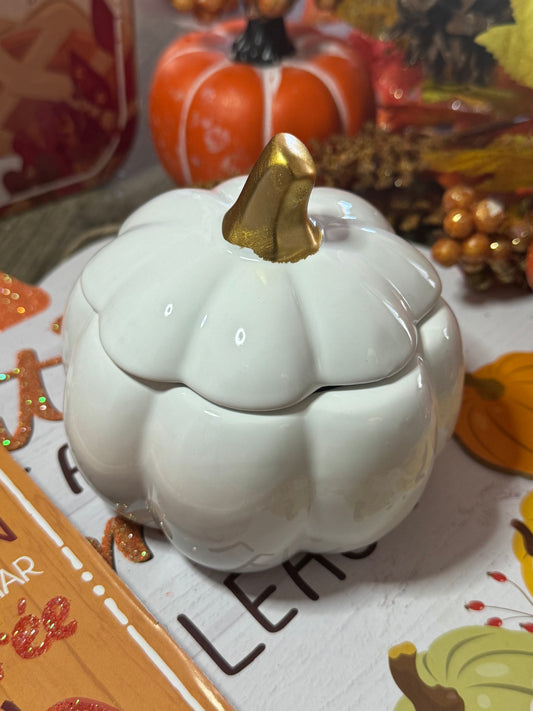 White Pumpkin Ceramic Jar Candle