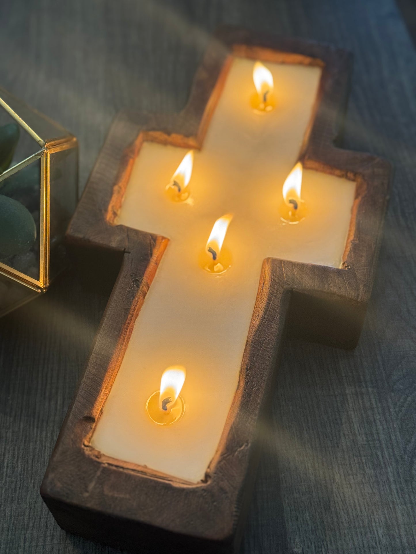 Wooden Cross Candle