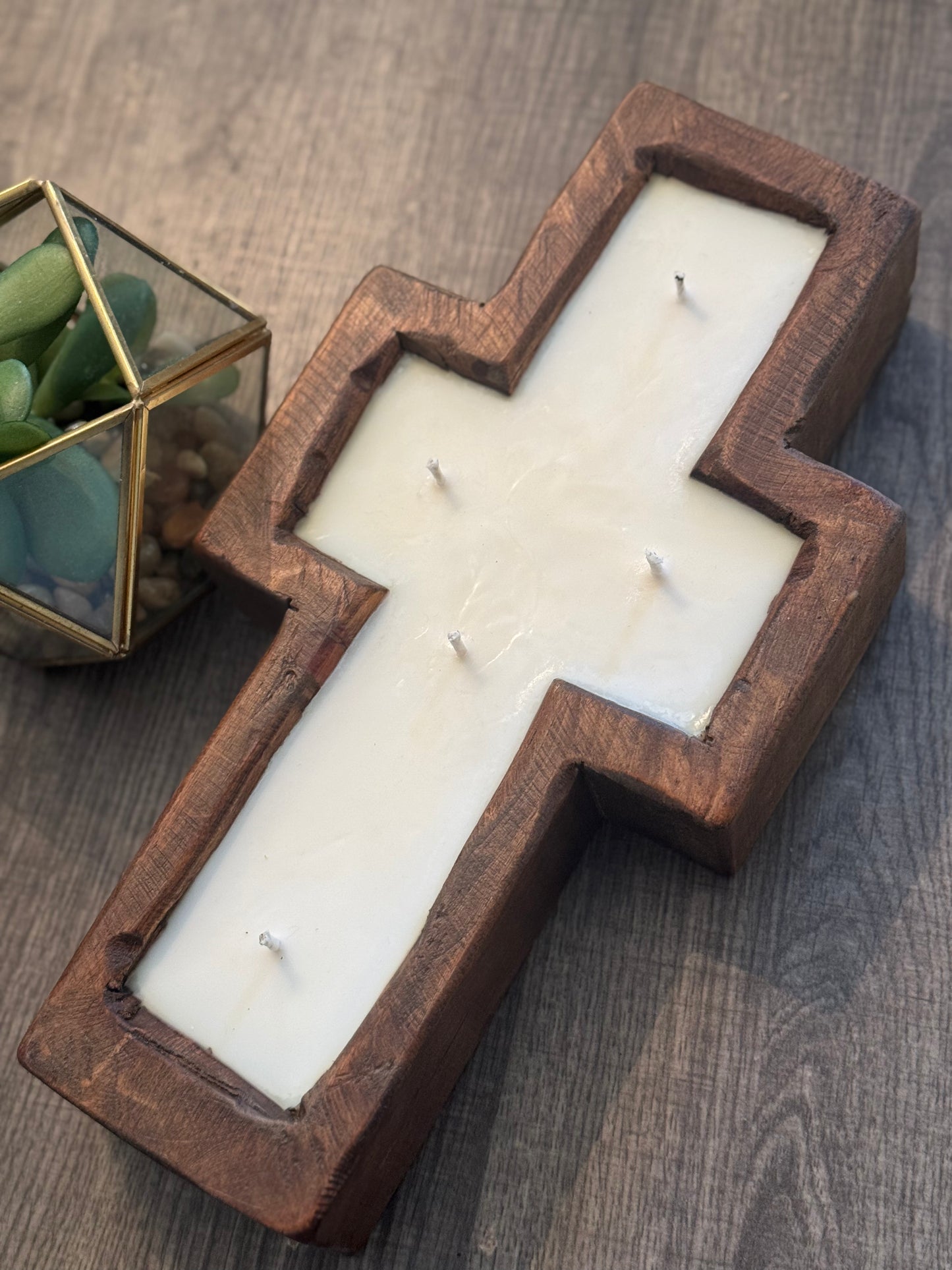 Wooden Cross Candle