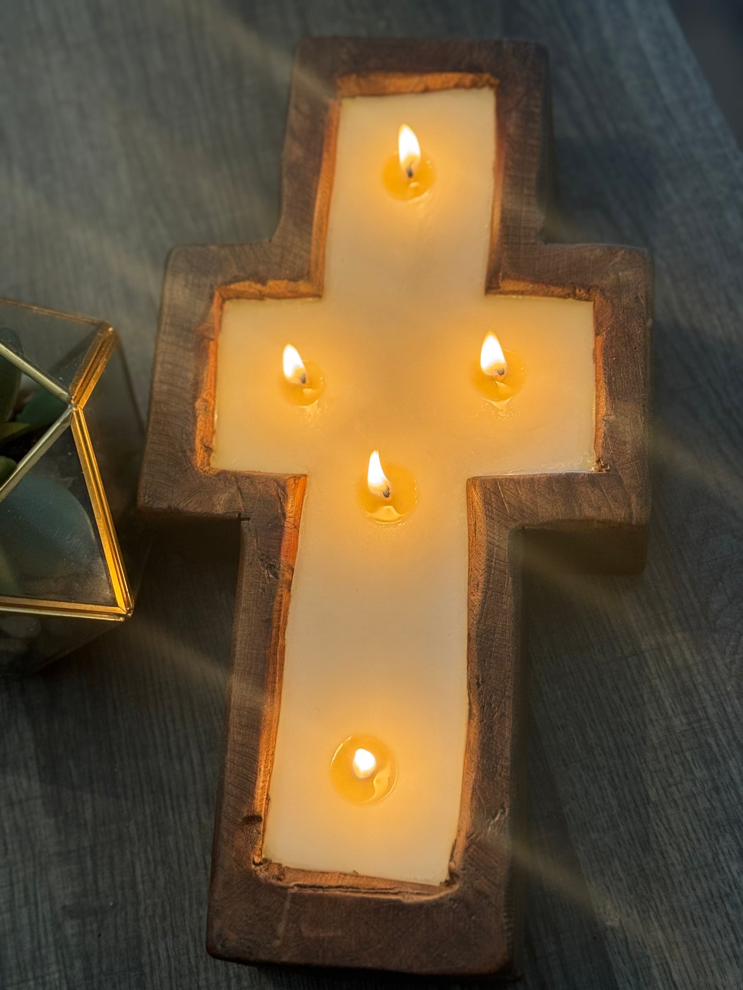 Wooden Cross Candle