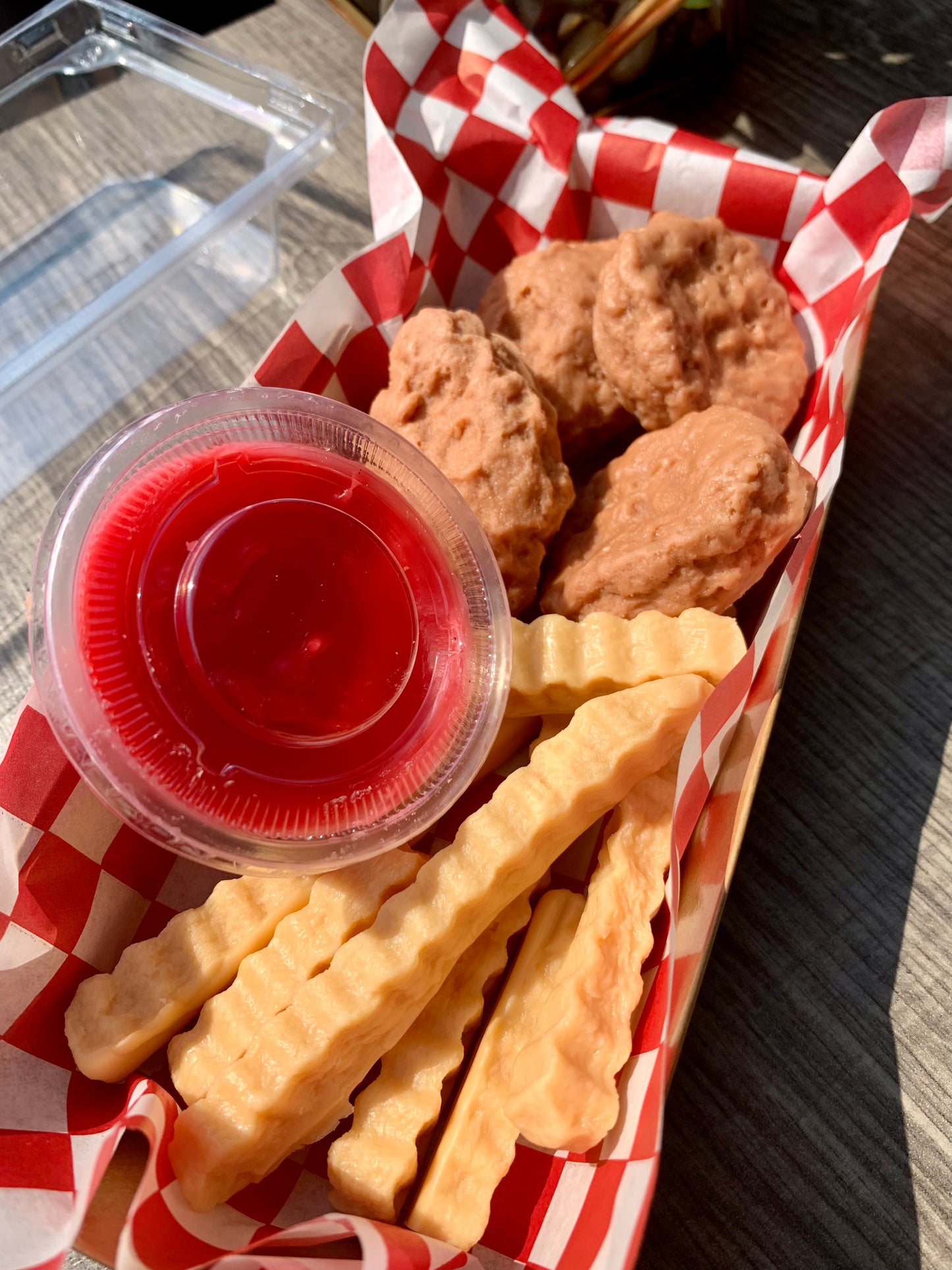 Chicken Nuggets and Fries with Ketchup