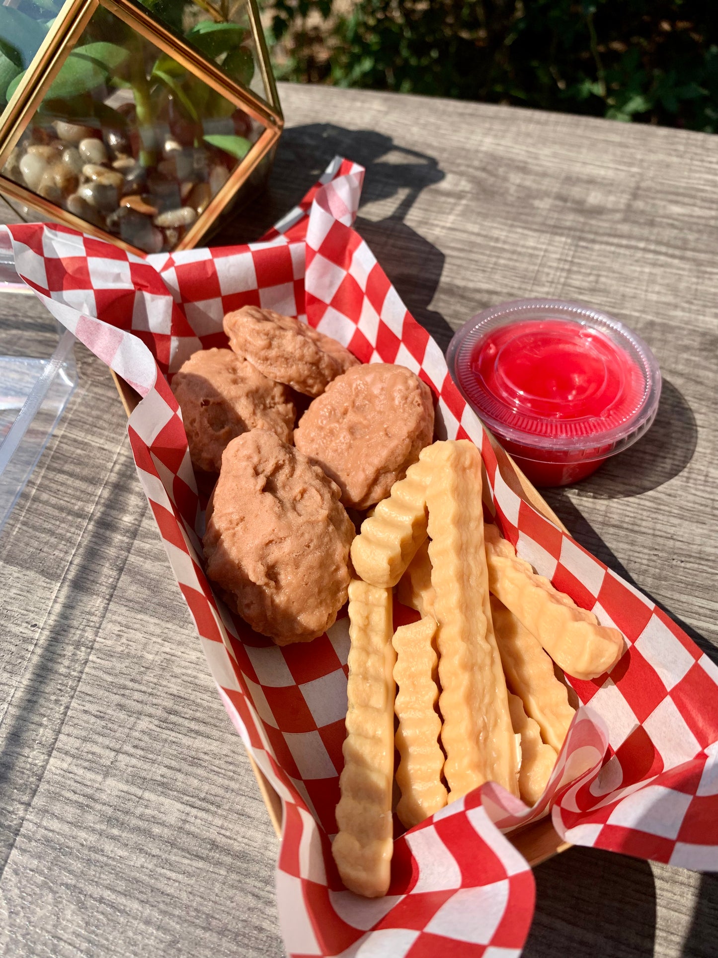 Chicken Nuggets and Fries with Ketchup