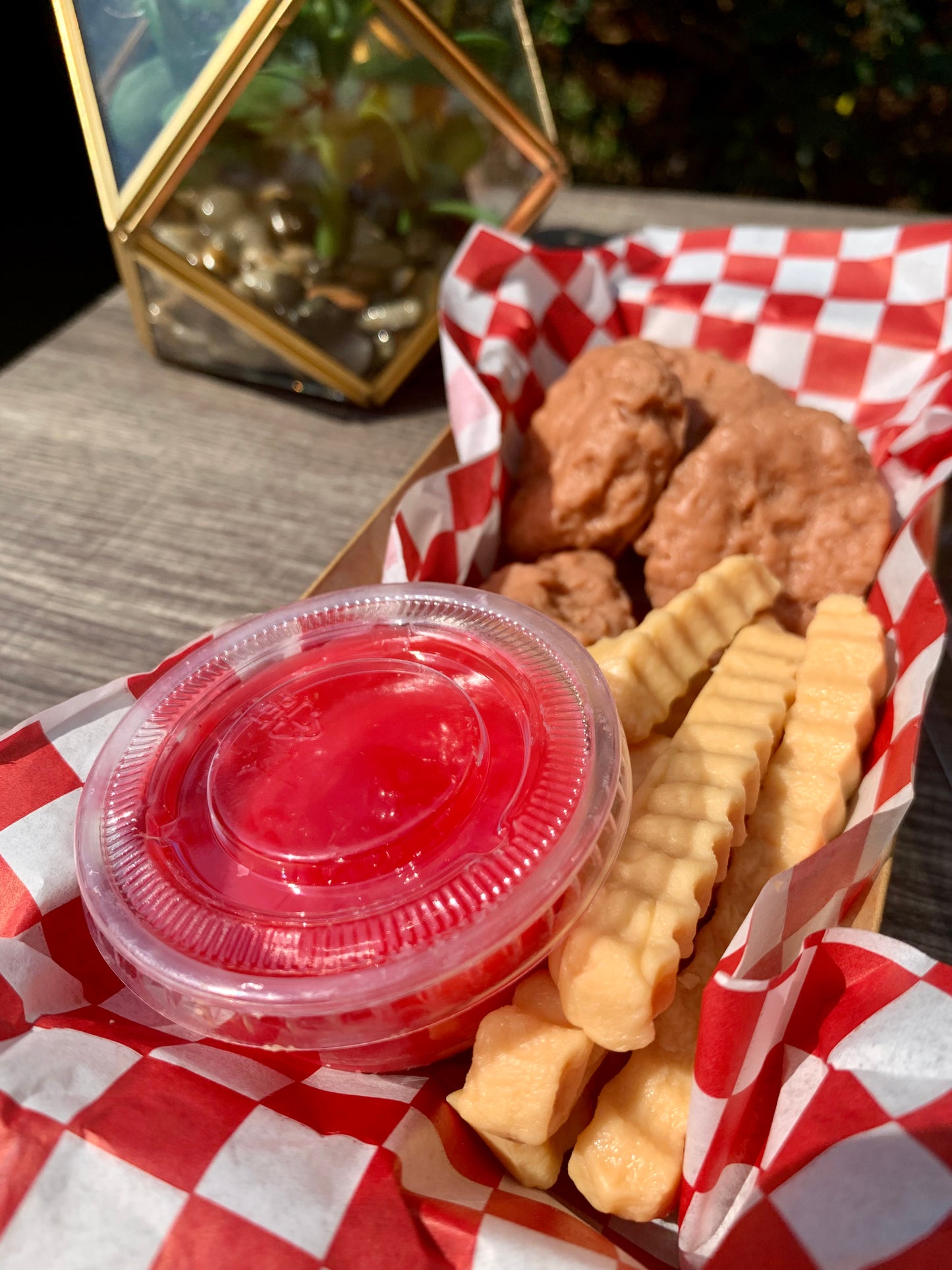 Chicken Nuggets and Fries with Ketchup