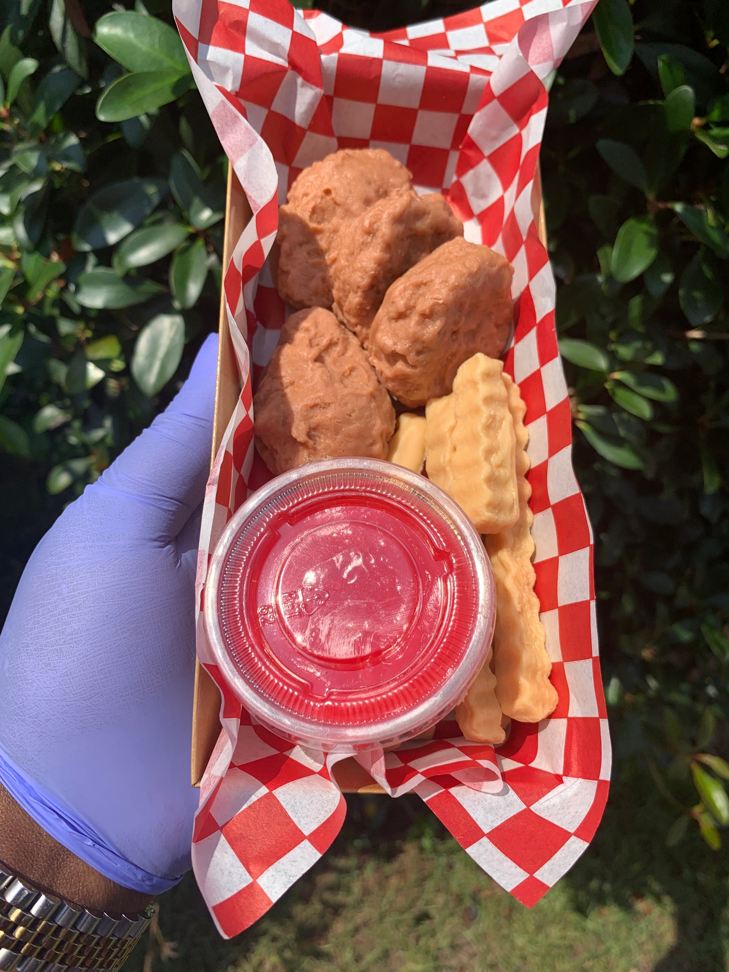 Chicken Nuggets and Fries with Ketchup