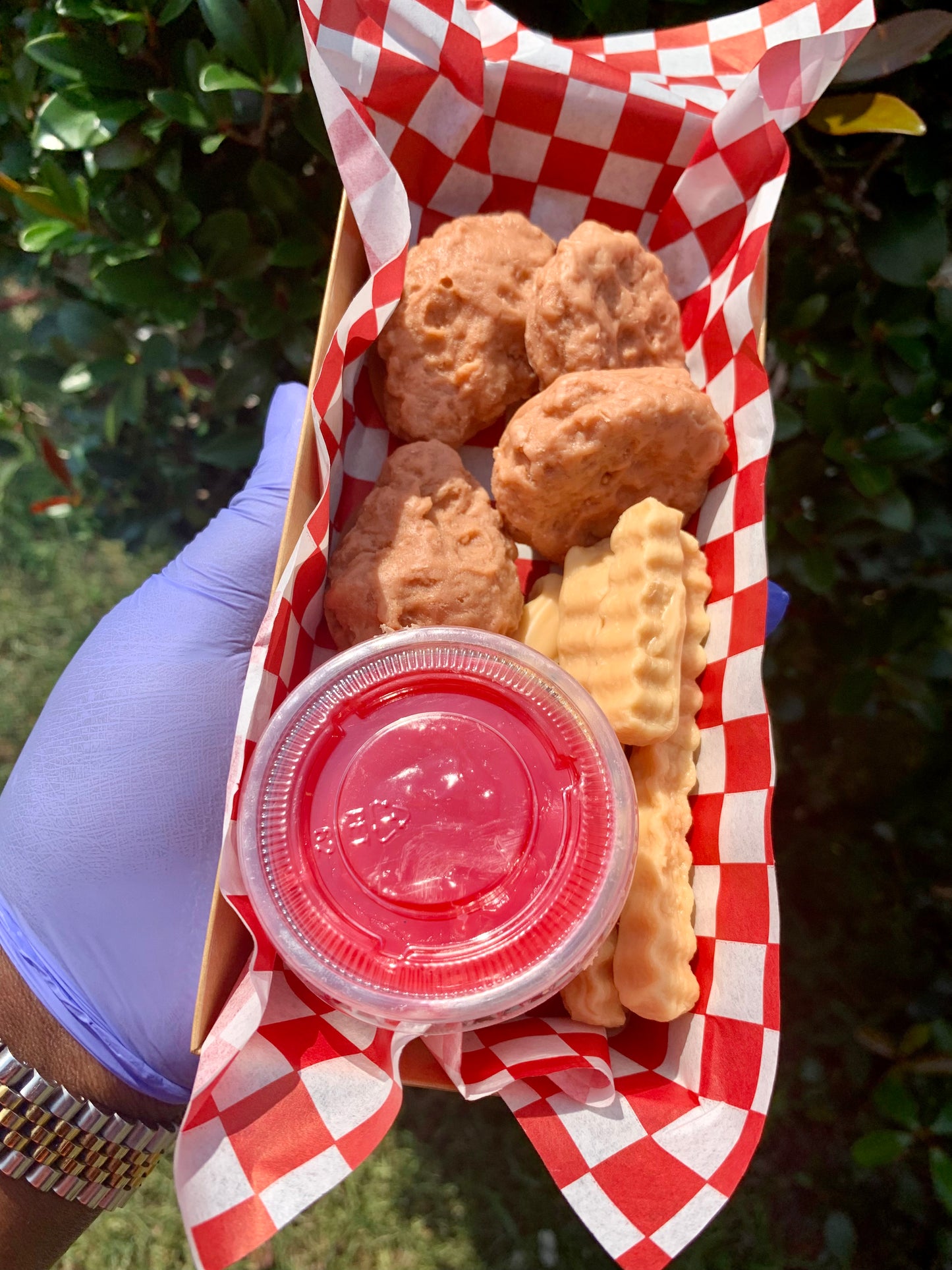 Chicken Nuggets and Fries with Ketchup